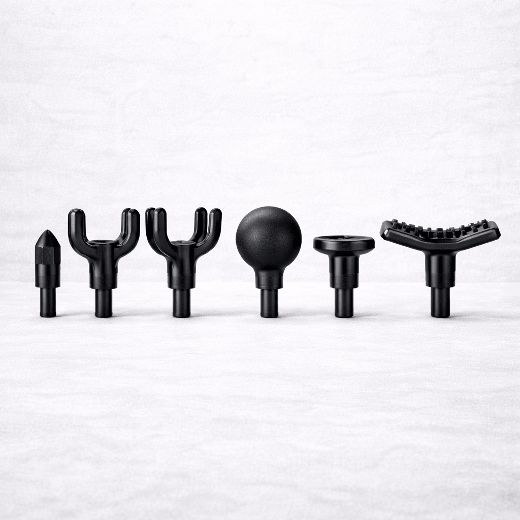 Various massage gun attachments for the deep tissue massage gun, enhancing muscle relief and recovery.