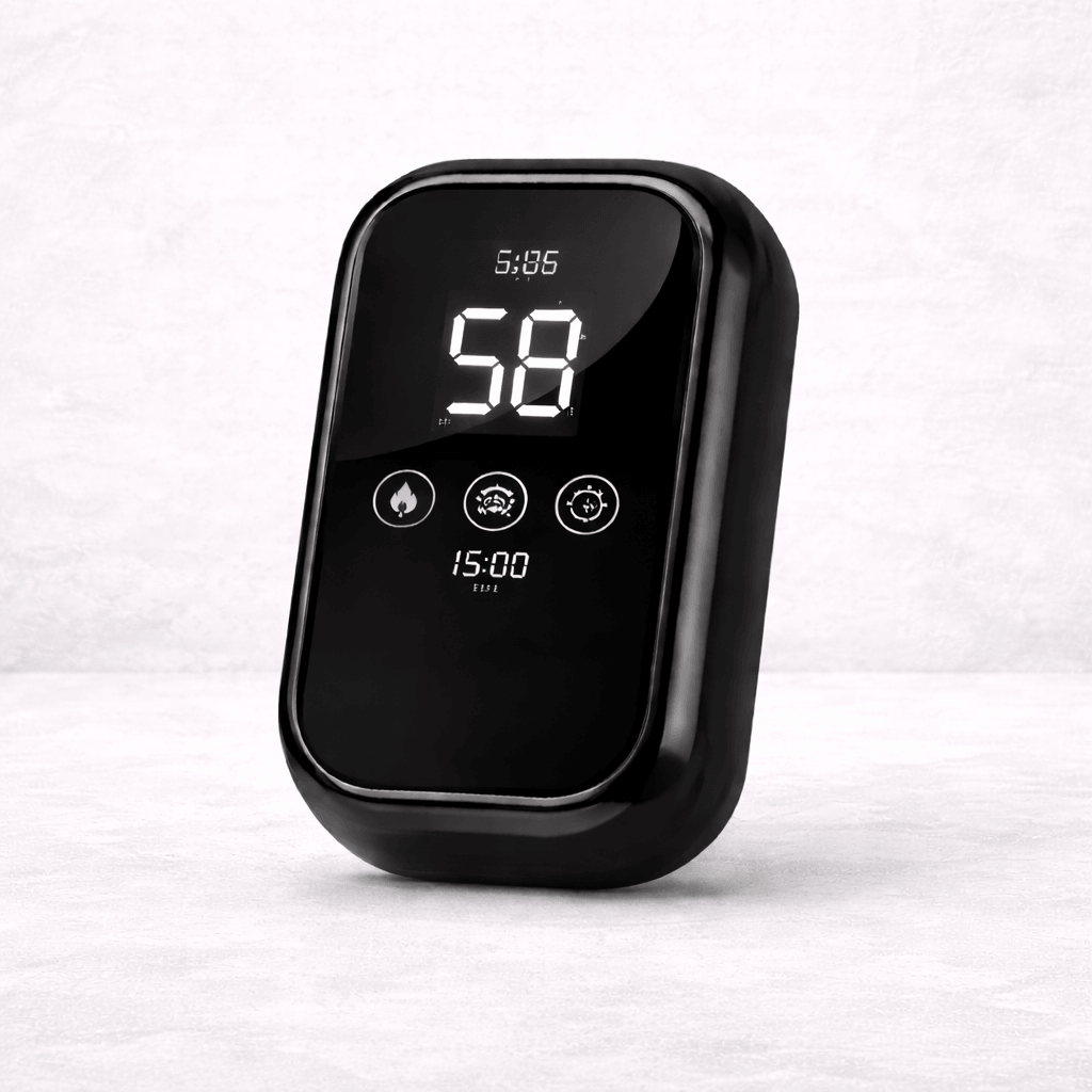 VascuForce Waist Thermapod Pro digital display for heating and compression waist support device.