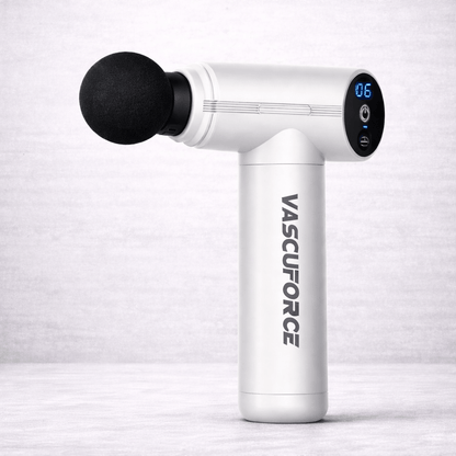 VascuForce VF3 Mini Massage Gun, a mini massage gun for muscle recovery, designed for deep tissue therapy.